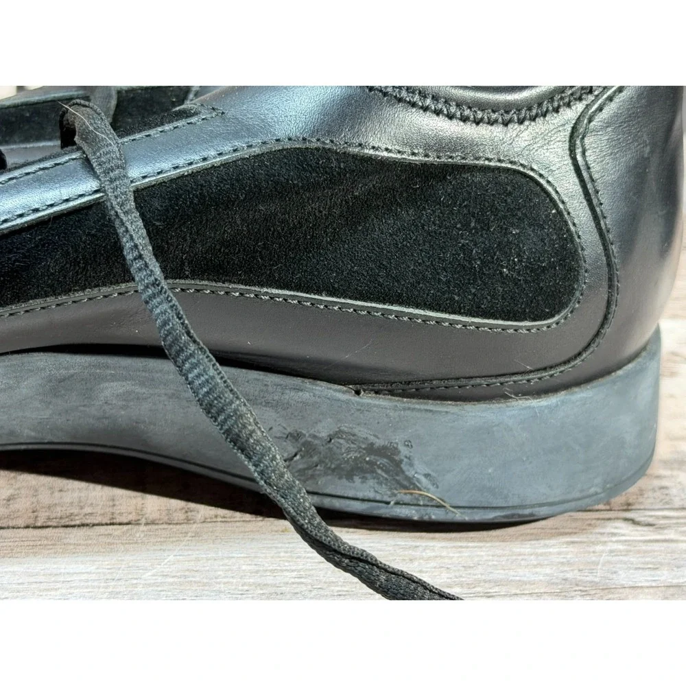 Gucci Leather Low Trainer Black Suede‎ Sneakers 111 6107 Size 9D Made in Italy